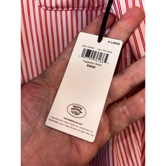 Laura Ashley Women's XL Red Striped Pajama Set Long Sleeve - Picture 5 of 9